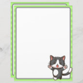 ハッピーグレーの子猫と目を閉じた紙シート (正面/裏面)