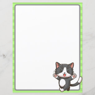 ハッピーグレーの子猫と目を閉じた紙シート