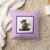 ハッピーグレーヒッポホールディングデイジーかわいいラブフォト クッション (ブランケット)