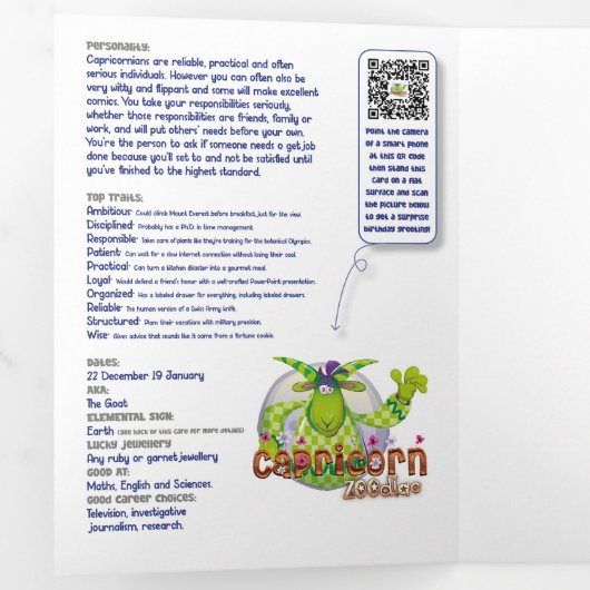 ハッピーケピー山羊座誕生日カード 三つ折りクリスマスカード (内部最初)