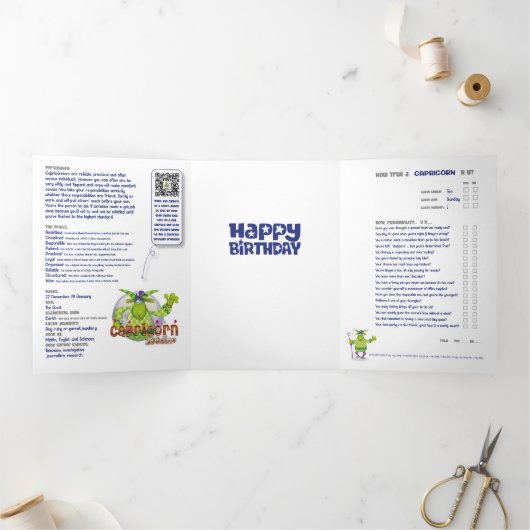 ハッピーケピー山羊座誕生日カード 三つ折りクリスマスカード (内部)