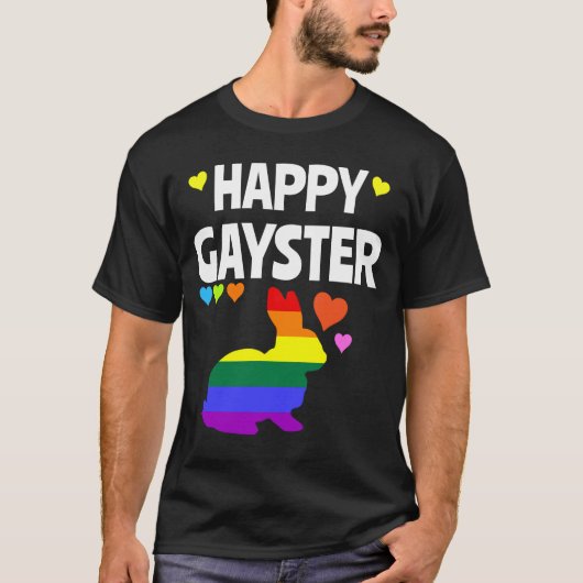 ハッピーゲイおもしろいスターLGBTゲイプライドイースターエッグ狩り Tシャツ