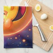 ハッピーコズミックアイズ絵文字 キッチンタオル (四つ折り)