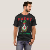 ハッピーコリー日ドッグ動物愛好家クリスマスドッグ Tシャツ (正面フル)