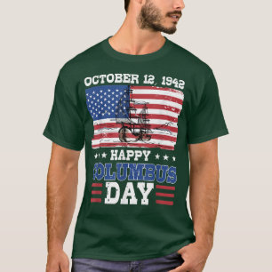 ハッピーコロンバスデー1492アメリカ国旗 Tシャツ