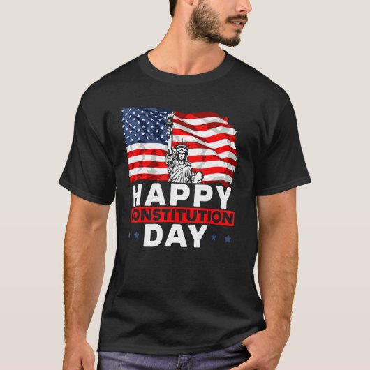 ハッピーコンストラクションデイ新米国旗アメリ Tシャツ (正面)