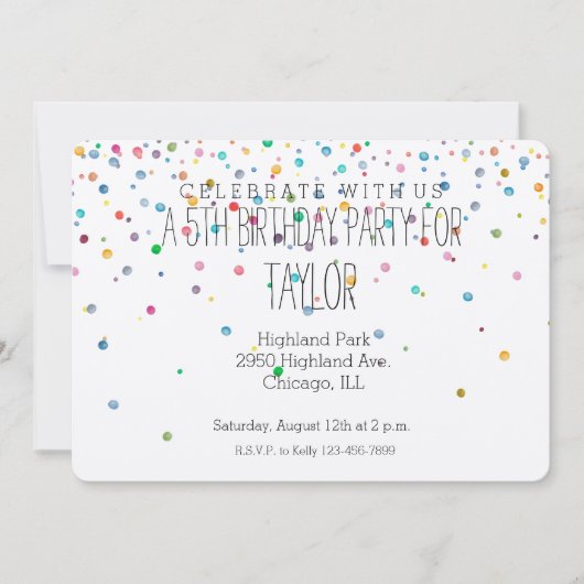 ハッピーコンフェッティドット 招待状 (正面)