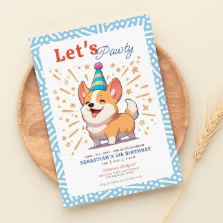 ハッピーコーギパピーポーティ誕生日 招待状