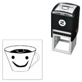 ハッピーコーヒーと笑顔のコーヒーカップ セルフインキングスタンプ (インサイチュ)