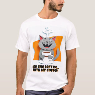 ハッピーコーヒーキャット – かわいい明るい朝の雰囲気 Tシャツ