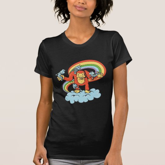 ハッピーゴリラ漫画の文字ベクトル Tシャツ (正面)