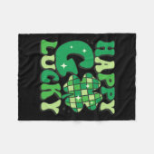 ハッピーゴーラッキーシャムロックSt patricks day女性男性 フリースブランケット (正面(横))