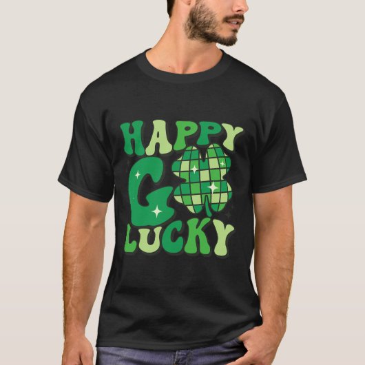 ハッピーゴーラッキーシャムロックSt patricks day女性男性 Tシャツ (正面)