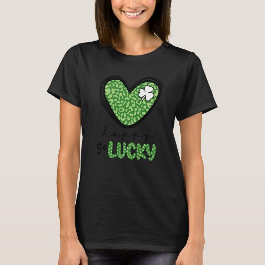 ハッピーゴーラッキーハートSt patricks dayラッキーCシャマー Tシャツ (正面)