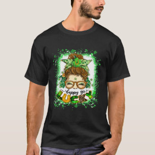 ハッピーゴーラッキーメッシーバンガールアイリッシュSt patricksダ Tシャツ