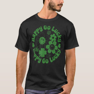 ハッピーゴーラッキーレトロフローラセントパトリックスデイハッピーホテル Tシャツ