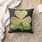 ハッピーゴーラッキー金ゴールドシャムロックセントパトリックの日 クッション (ブランケット)