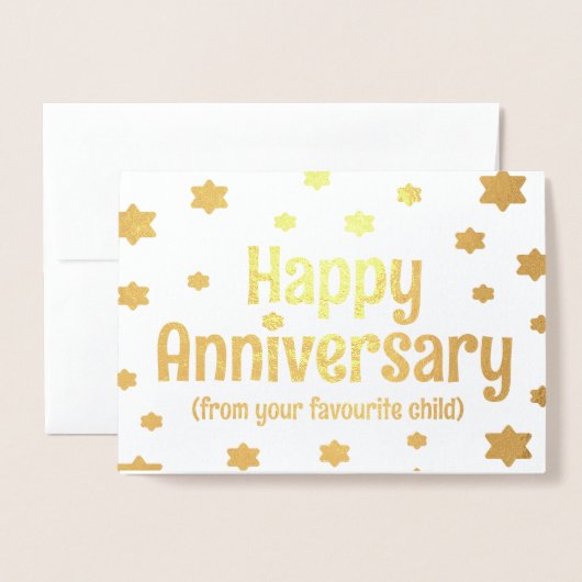 ハッピーゴールデンアニバーサリーおもしろいムームとパパ 箔カード (封筒付き正面)