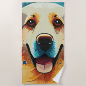 ハッピーゴールデンリトリバー ビーチタオル (正面)