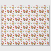 ハッピーゴールデンレトリバードッグとサンタハットクリスマス ラッピングペーパー (フラット)