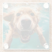 ハッピーゴールデンレトリバー水中スイミング ガラスコースター (裏面)