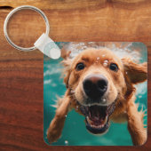 ハッピーゴールデンレトリバー水中スイミング キーホルダー (正面)