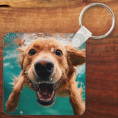 ハッピーゴールデンレトリバー水中スイミング キーホルダー (裏面)