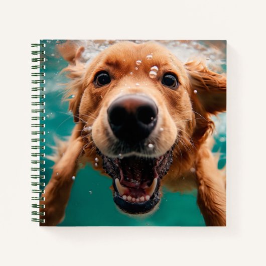 ハッピーゴールデンレトリバー水中スイミング ノートブック (正面)