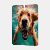 ハッピーゴールデンレトリバー水中スイミング メタルオーナメント (正面左)