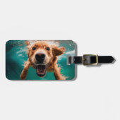 ハッピーゴールデンレトリバー水中スイミング ラゲッジタグ (正面横)