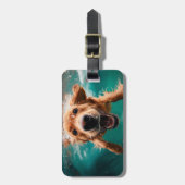 ハッピーゴールデンレトリバー水中スイミング ラゲッジタグ (正面縦)