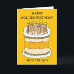 ハッピーゴールデン誕生日18日 カード<br><div class="desc">「18日ハッピーゴールデン誕生日18」という言葉を添えた、金色のお誕生日ケーキの漫画イラストレーション。</div>