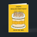 ハッピーゴールデン誕生日18日 カード<br><div class="desc">「18日ハッピーゴールデン誕生日18」という言葉を添えた、金色のお誕生日ケーキの漫画イラストレーション。</div>