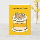 ハッピーゴールデン誕生日、ケーキ、ろうそく。 カード (黄色い花)