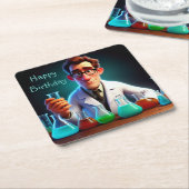 ハッピーサイエンティスト誕生日 スクエアペーパーコースター (アングル)