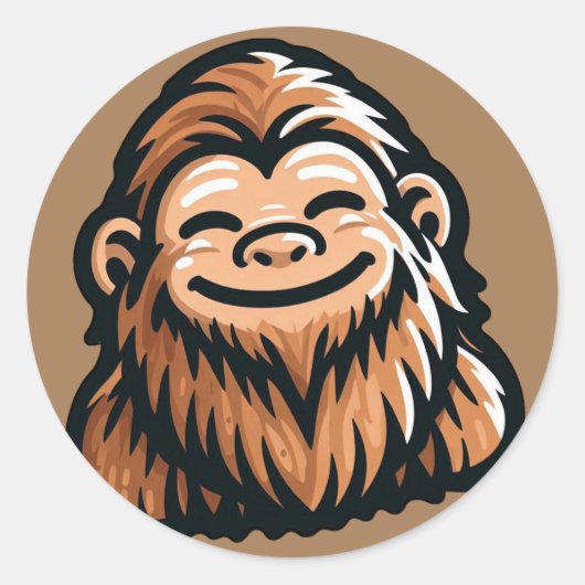 ハッピーサスカッチ – ニコニコBigfoot ラウンドシール (正面)
