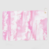 ハッピーサニークラウドピンク明るい赤紫色背景オン ゴルフタオル (横)