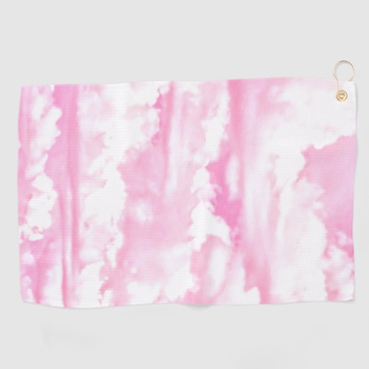 ハッピーサニークラウドピンク明るい赤紫色背景オン ゴルフタオル (横)