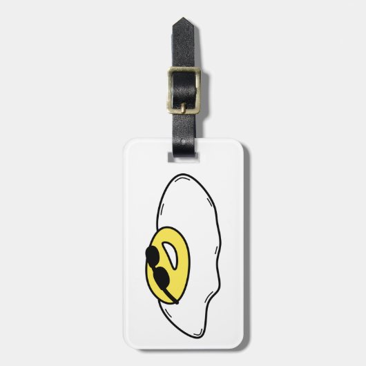 ハッピーサニーサイドアップエッグと顔 – サングラス ラゲッジタグ (正面縦)