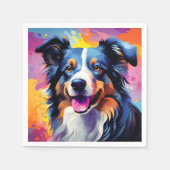 ハッピーサニーパピーウォーターカラー スタンダードカクテルナプキン (正面)