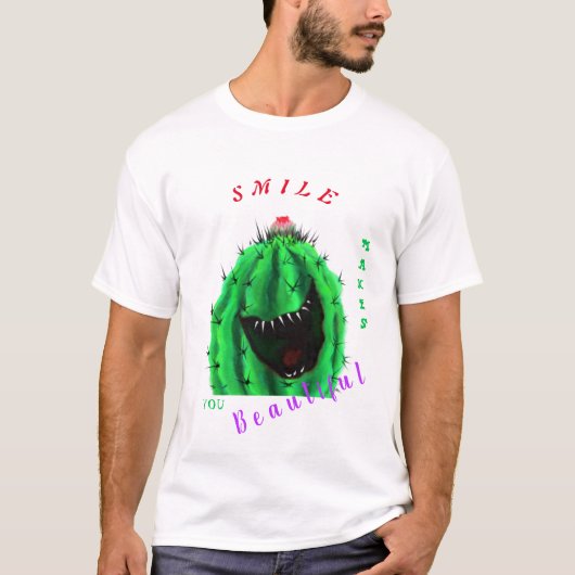 ハッピーサボテンT-Sirt -スマイル Tシャツ (正面)