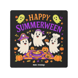ハッピーサマーウィンハロウィン不気味サマー幽霊 メタルプリント