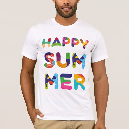 ハッピーサマーカラフル文字 Tシャツ (正面)