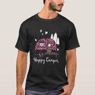 ハッピーサマーキャンプキャンピングカンパーレオパード Tシャツ