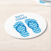 ハッピーサマーコースターとビーチサンダル ラウンドペーパーコースター (アングル)