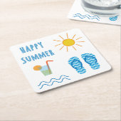 ハッピーサマーコースター スクエアペーパーコースター (アングル)