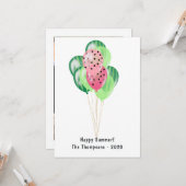 ハッピーサマースイカバルーン家族の写真 カード (正面/裏面インサイチュ)