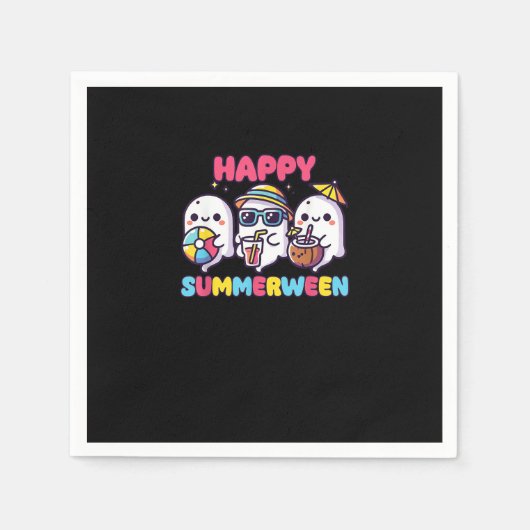 ハッピーサマータイムハロウィンおもしろい スタンダードカクテルナプキン (正面)