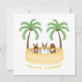 ハッピーサマードッグススイミングプール カード