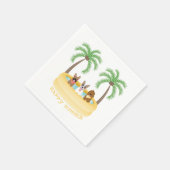 ハッピーサマードッグススイミングプール スタンダードカクテルナプキン (角)